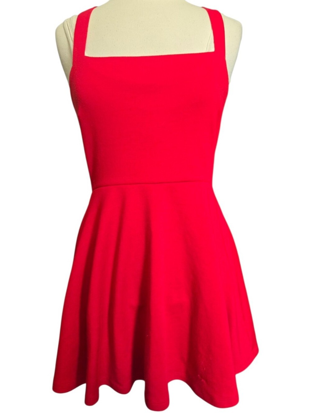 F21 Vibrant Red Fit-and-Flare Mini Dress - L